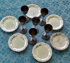 Likör Set je 6 Teile *  Becher * Untersetzer  Trauben*Patina*Vintage*Alt*Pokal