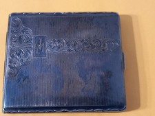 Vintage Hoka Zigarettenetui Alpacca versilbert, innen vergoldet Monogramm AM