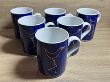 Arzberg Porzellan Becher – Design David Palterer – Blau mit Goldvogel – 6 Stück
