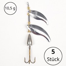 5 St. TANDEM SPINNER 10,5g/10cm Zander Hecht Köder Doppelblatt Blinker Angel Jig