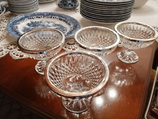 4 Dessertschalen Kristall mit versilbertem Rand