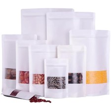 Kraftpapiertüten, Papiertüten mit Fenster, Bäckertüten 50 Stück 18x30cm