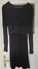 Tolles Vintage Slinky Kleid HOLLYWOOD NITES Gr. S, schwarz, mit Spitzen-Tunika