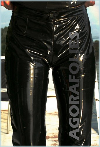 Schwarze fetisch vinyl hose - hose,