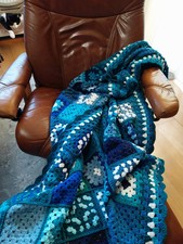 Granny Square Kuscheldecke  150x150cm gehäkelt Patchwork Hippie 70er 