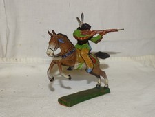 Alte Elastolin Figuren - INDIANER mit GEWEHR  auf PFERD - ca. 12 cm