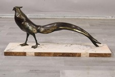 72cm Fasan Vogel Art Deco Bronze Figur auf Marmorsockel um 1930  (MVL4769)