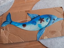 wandbild metall tier delphin geschenk deko badezimmer neu