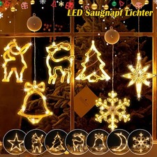 LED Lichter Saugnapf Fenster Lichterkette Beleuchtung Weihnachts Party Xmas Deko