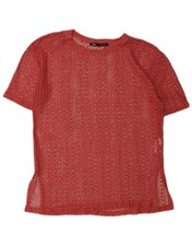 ZARA Damen Häkel Bluse Top UK 14 Medium rot Polyester DV05