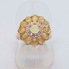 Cabochon Regenbogen Feuer Opal CZ Ring 925 Silber 585 RG vergoldet 17,5 mm 55