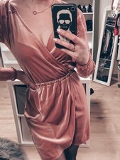 Kleid velours rosa Spitze 