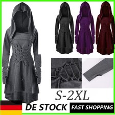 Damen Gothic-Halloween Cosplay Mittelalter Hexe Vampir Umhang Cape Party Kleid