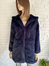 ZWILLINGSHERZ ❤ Größe M Flauschi Plüsch Fell Fake Fur Jacke Mantel Blau NEU