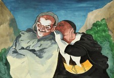 Ottomar Starke 1886-1962 / Mischtechnik 1950 nach Daumier "Crispin et Scapin"