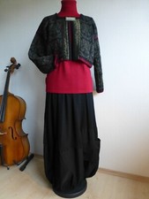 Oleana Norway Wollweste kurz, Schwarz-Grün-Bordeaux, Gr. L-Brustbreite ca. 55 cm