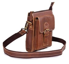 Vintage Leder Umhängetasche – 20x15x5 cm, kleine Crossbody Tasche für Herren & D