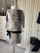 Zara Kleid /Tunika Animalprint U-Bootausschnitt cremefarben Gr. L