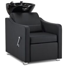 BarberPub Friseurstuhl mit Waschbecken 8679 (Schwarz/Kunstleder)