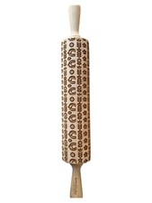 Nordliebe Nudelholz Teigrolle Holz mit Muster Prägerolle Backen Beige 43cm