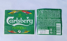2 Bieretiketten, beer labels aus Kasachstan: Carlsberg Cheers To Football