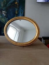 Klassischer ovaler Spiegel Biedermeier Stil mit Perlrand Holzrahmen vergoldet