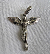 " Engelsrufer " Anhänger Schutz Engel 925 Sterling Silber Zirkone 3,5 cm