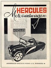 Hercules Motorradwagen Nürnberg Reklame 1933 Motorrad Auto Dreirad Trike Werbung