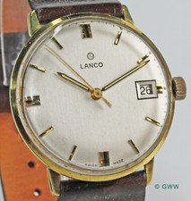 LANCO (2314) Datum, flache Uhr, vergoldetes Langendorf-Kaliber 1104 - 60-er