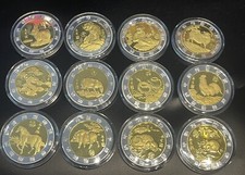 Chinesische Tierkreiszeichen/ Kalender 12 Wunderschöne Medaillen 24 Karat Gilded