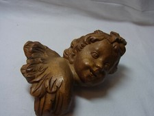Old Vintage Carved Wood Cherub Angel Head Wall Ornament #B1