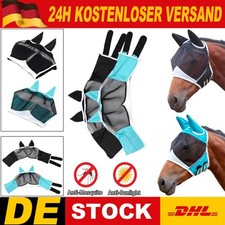 Neu Pferd Anti Fliegenmaske Kapuze Vollgesichtsnetz Schutz Pferdemaske  Anti-UV 