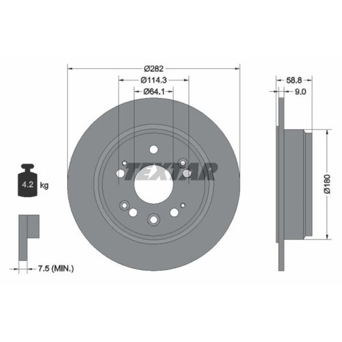 Textar bremsscheibe hinten - textar, 2x