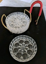 Vintage   50er 60er Jahre  Ständer mit 5 Glasuntersetzern  Nierentisch-Ära 