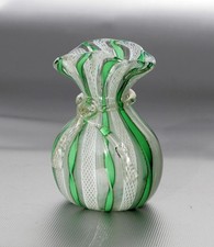 Murano, Venini Säckchenförmige Miniatur Vase, H. ~ 9cm, ~100g, ~Vintage