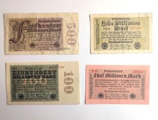 1923 Geldscheine 5, 10, 100