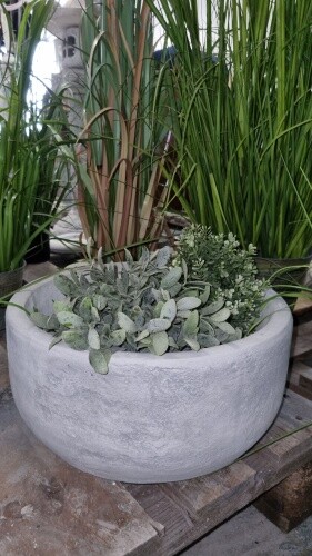 Pflanzschale rund antik grau - rund,,