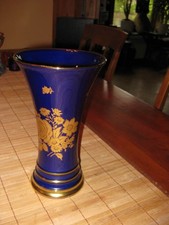 Vase Kobalt mit Gold / h ca