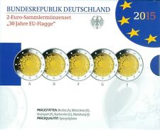 2015 Deutschland 2 Euro Set PP - 30 Jahre EU-Flagge - A, D, F, G, J