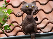Dachrinnenfigur "Katze Filou" Garten-Zierfigur Gartendeko Dekoration Zaunfigur