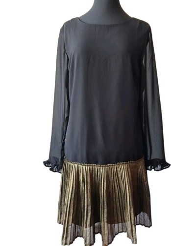 Chiffon kleid mit plissee - kleid,