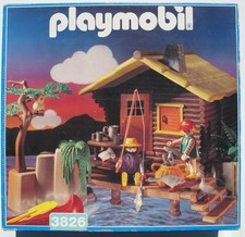 PLAYMOBIL 3826 Angler Hütte Blockhaus in OVP Box Fischer Blockhütte Figur Tiere