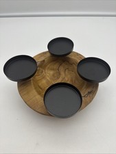 Ambientehome Adventskranz Teak Schale rund ca 20-25 cm Adventsschale Dekoschale