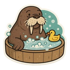 Walrus in Hot Tub 9x9cm Car