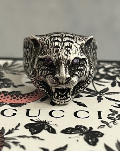 Gucci panther head ring - head, purple