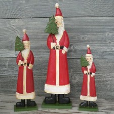 Weihnachtsmann mit Baum Holz 3 Größen 25 - 41cm groß Nikolaus Advent Figur rot