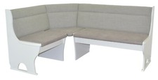 Truheneckbank 125x165 cm weiß / grau Eckbank Esszimmerbank Sitzbank Küchenbank