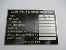 Nameplate plate Opel