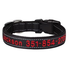 Gesticktes Nylon-Hundehalsband, personalisiert, reflektierend, für Hunde, Katzen