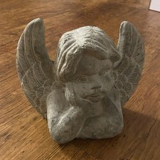 Grabengel Putte Terrakotta Ton | Grabschmuck Engelsfigur Deko Wetterfest